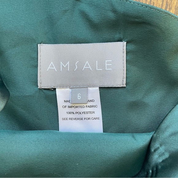 AMSALE KAIA Gown Hunter Green FLUID SATION One Shoulder Size 6 - Picture 4 of 11